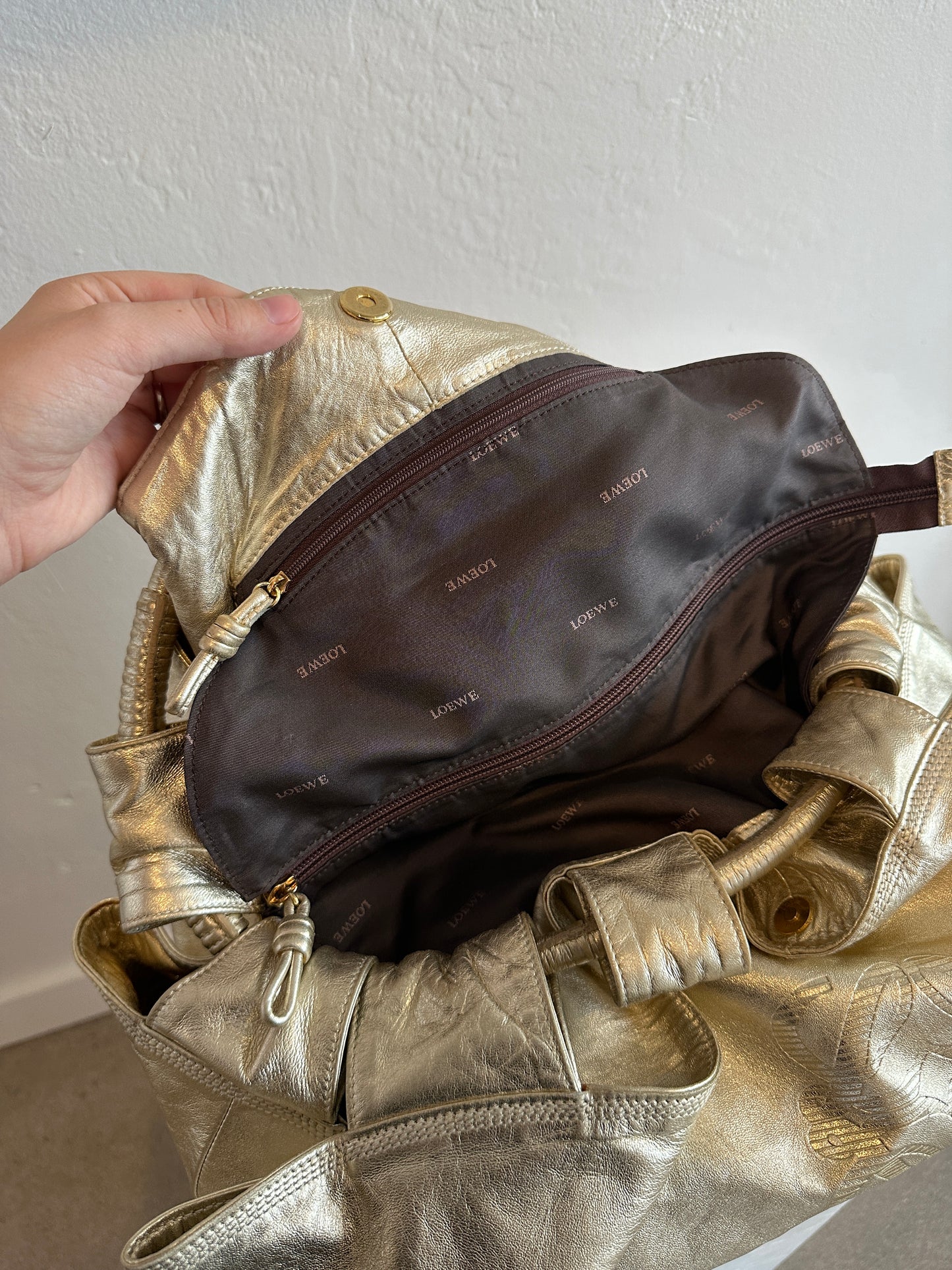 Loewe Metallic Gold Nappa Aire Handbag