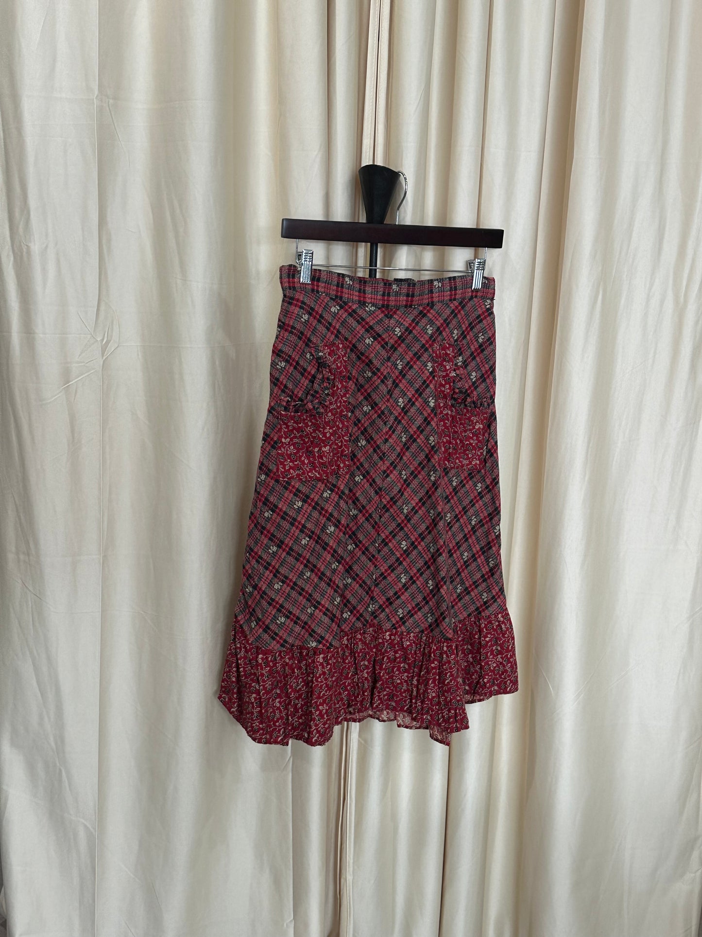 70s Apron Style Midi Skirt