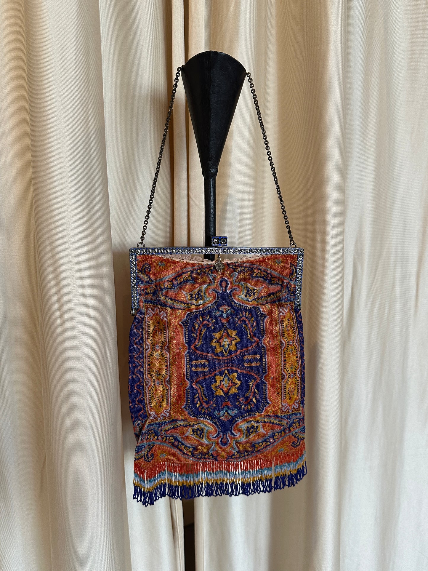 Antique Beaded Tapestry Frame Evening Bag