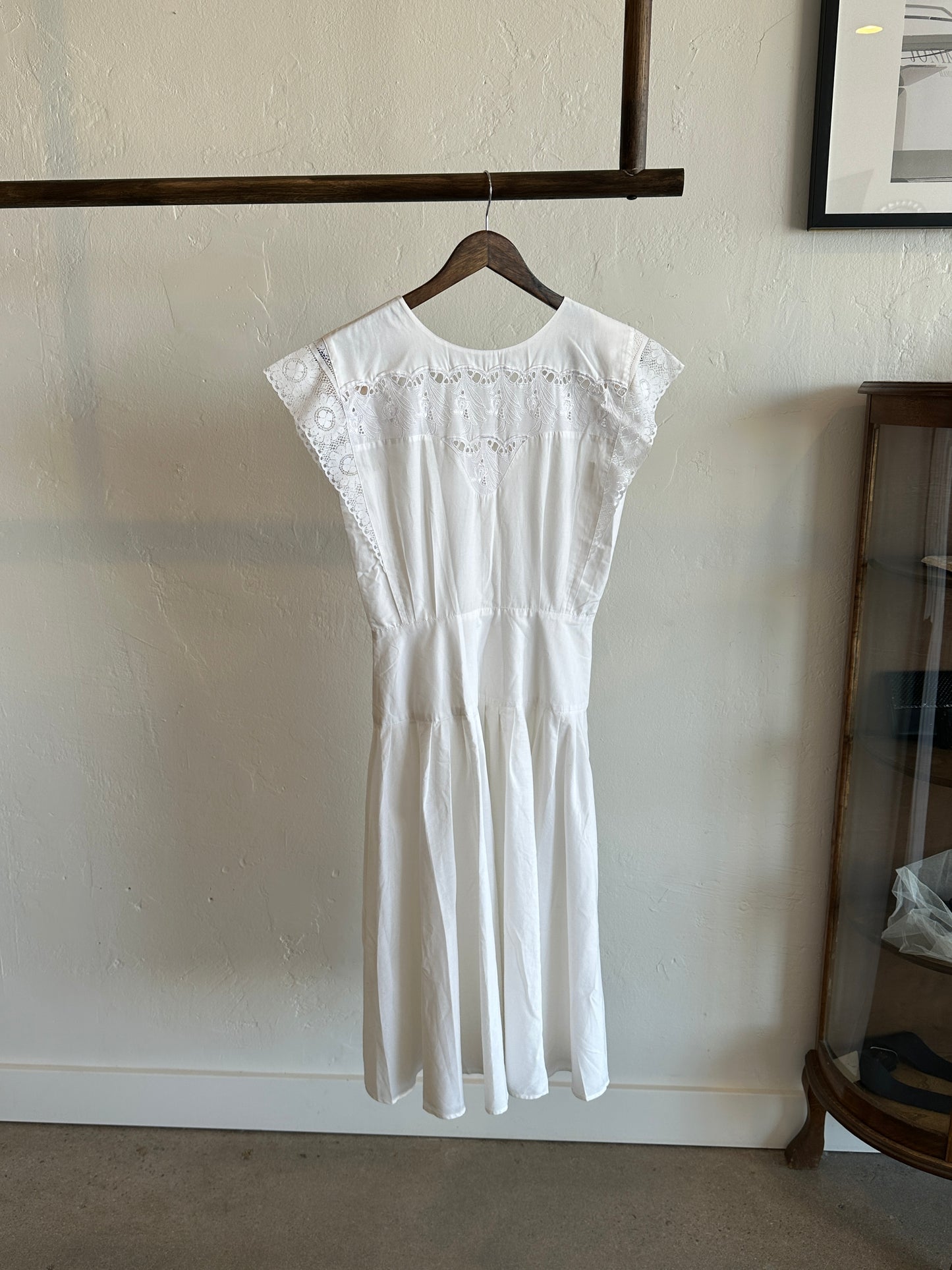 Vintage Joy Gordon White Lace Midi Dress