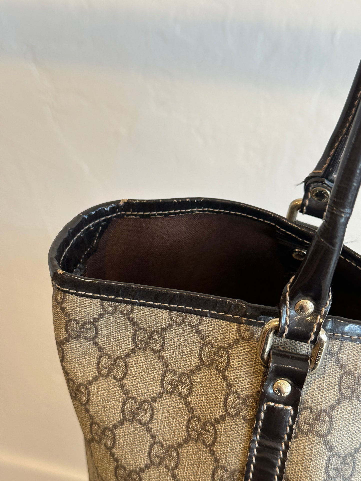 Gucci GG Supreme Canvas Tote Bag Brown Monogram