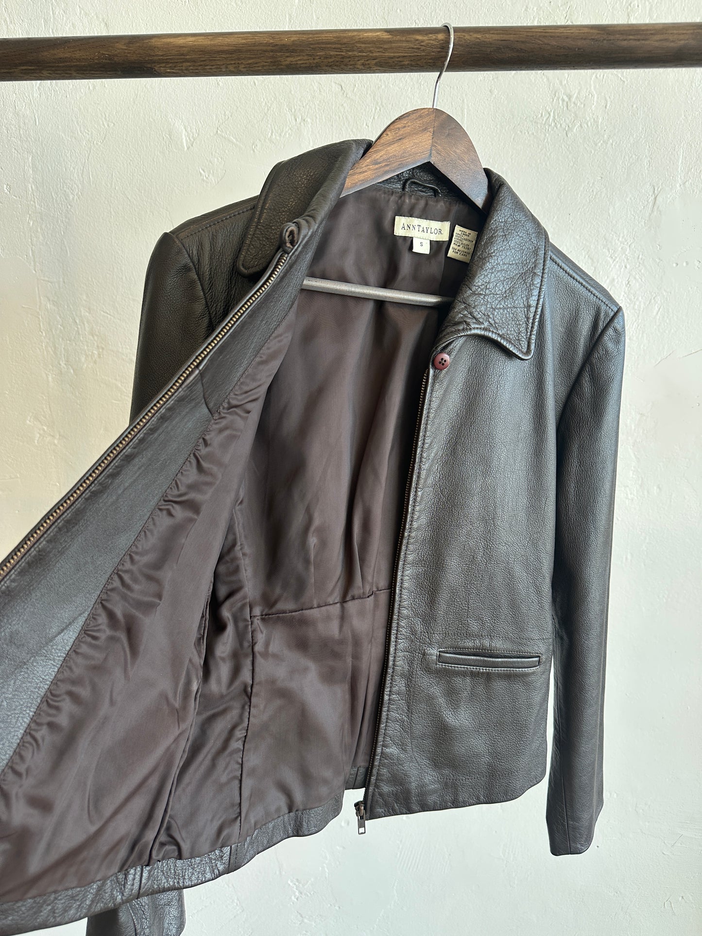 90’s Ann Taylor Chocolate Brown Leather Jacket