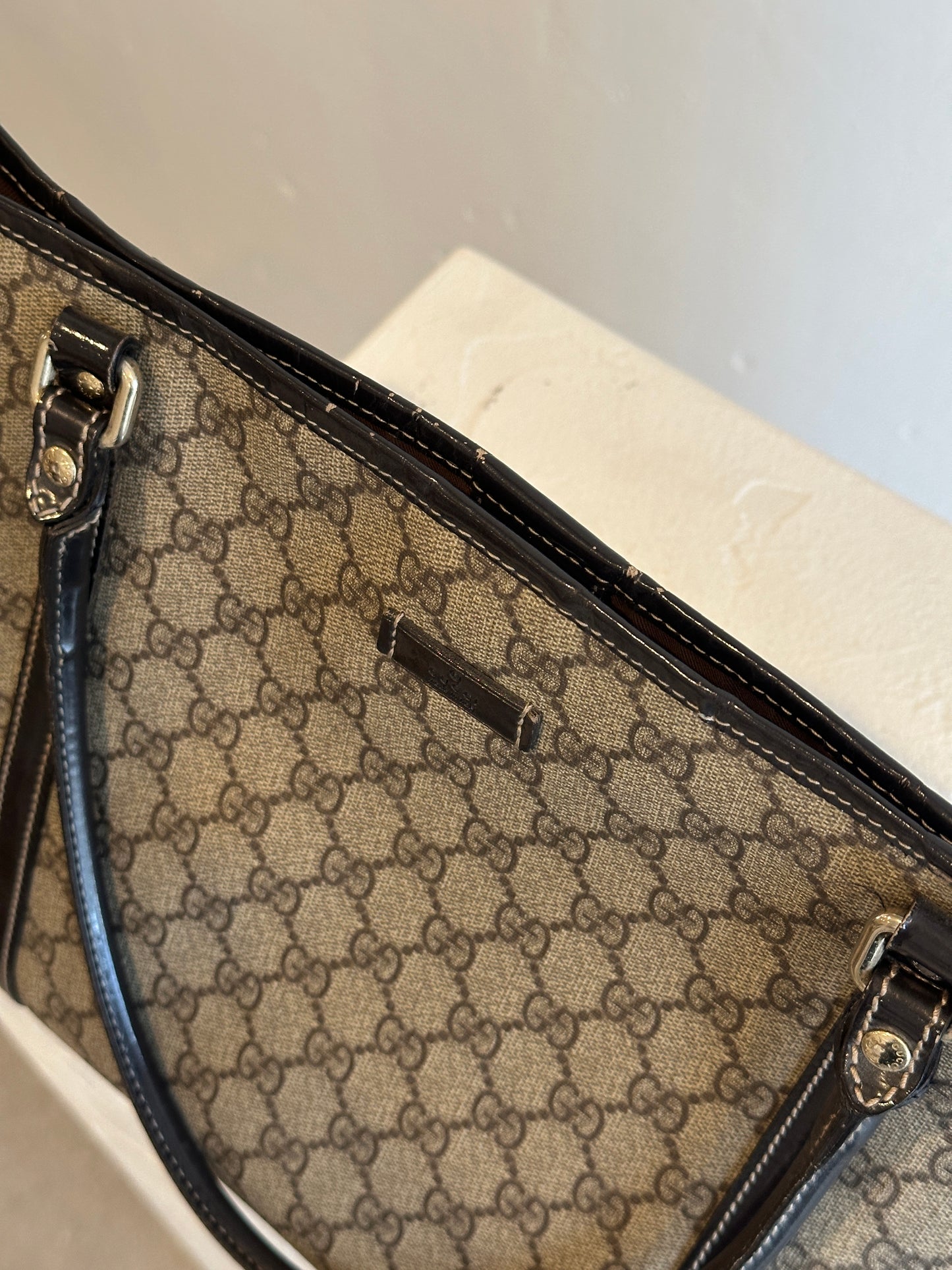 Gucci GG Supreme Canvas Tote Bag Brown Monogram