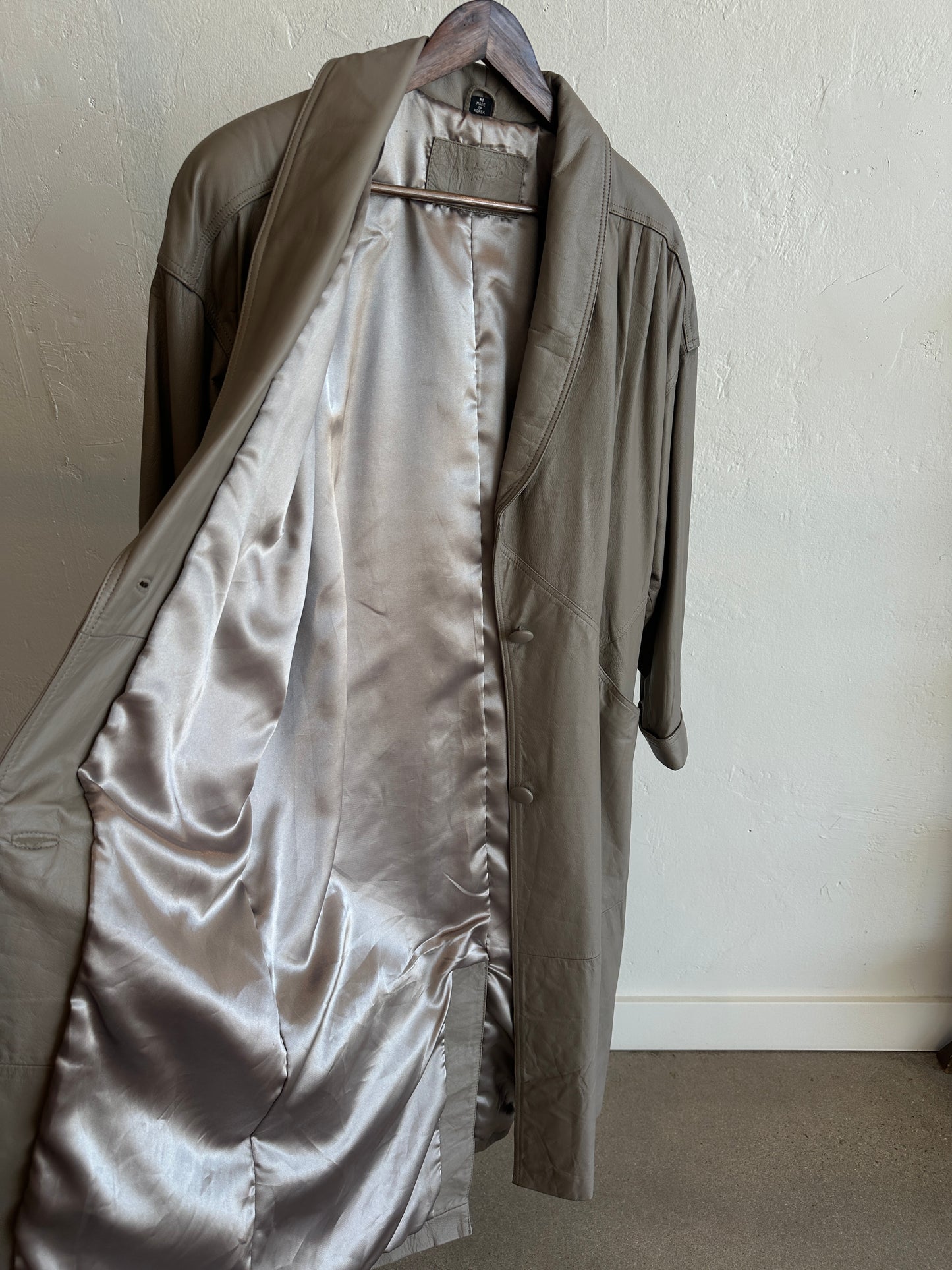 Vintage Taupe Leather Coat