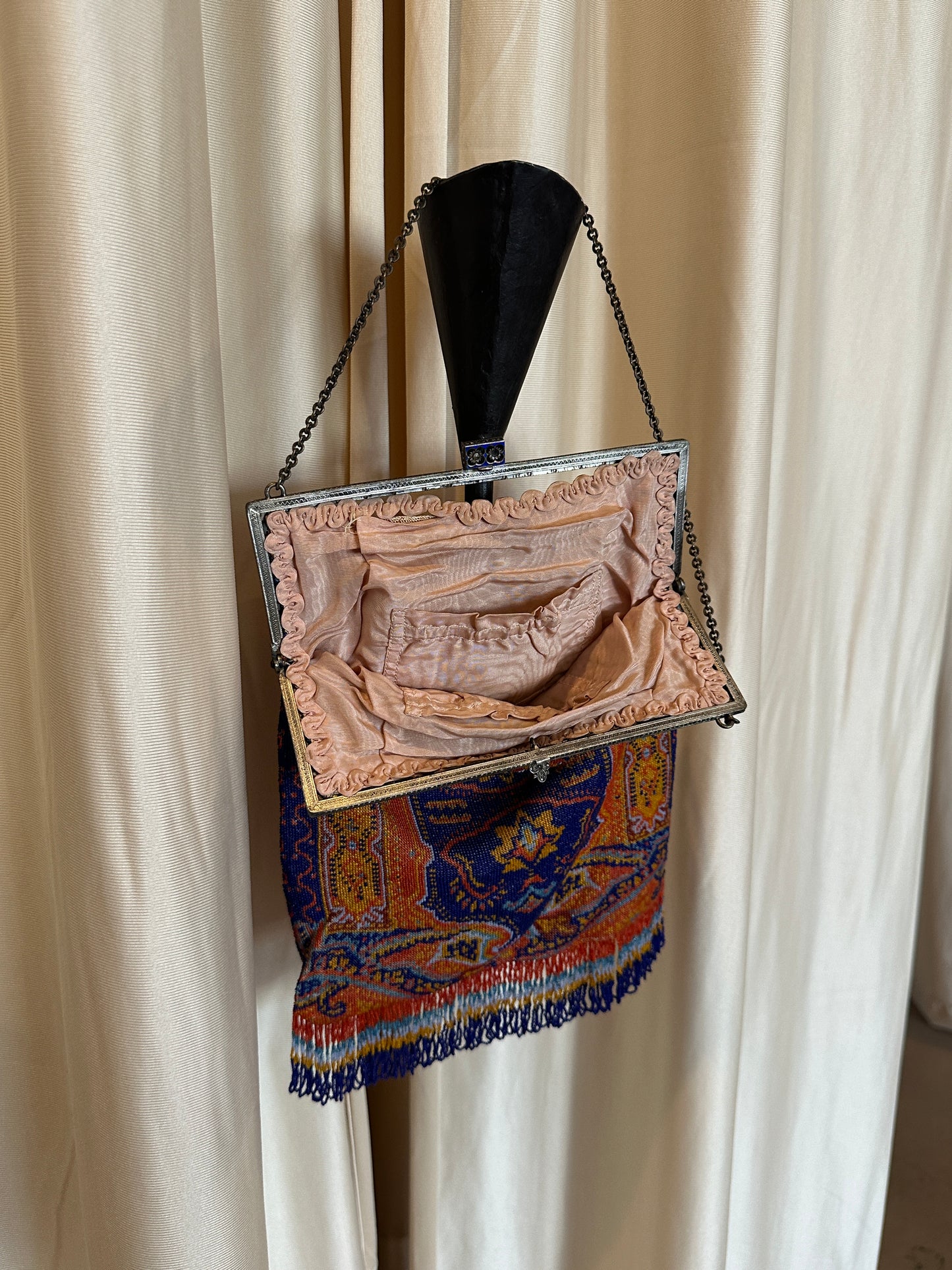 Antique Beaded Tapestry Frame Evening Bag