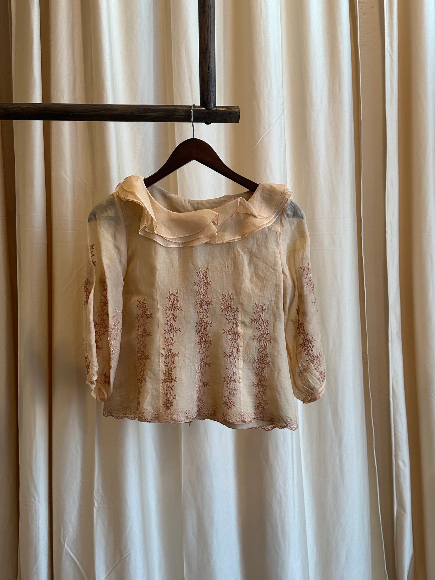 1960s embroidered organza blouse