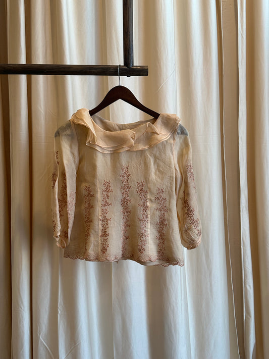 1960s embroidered organza blouse