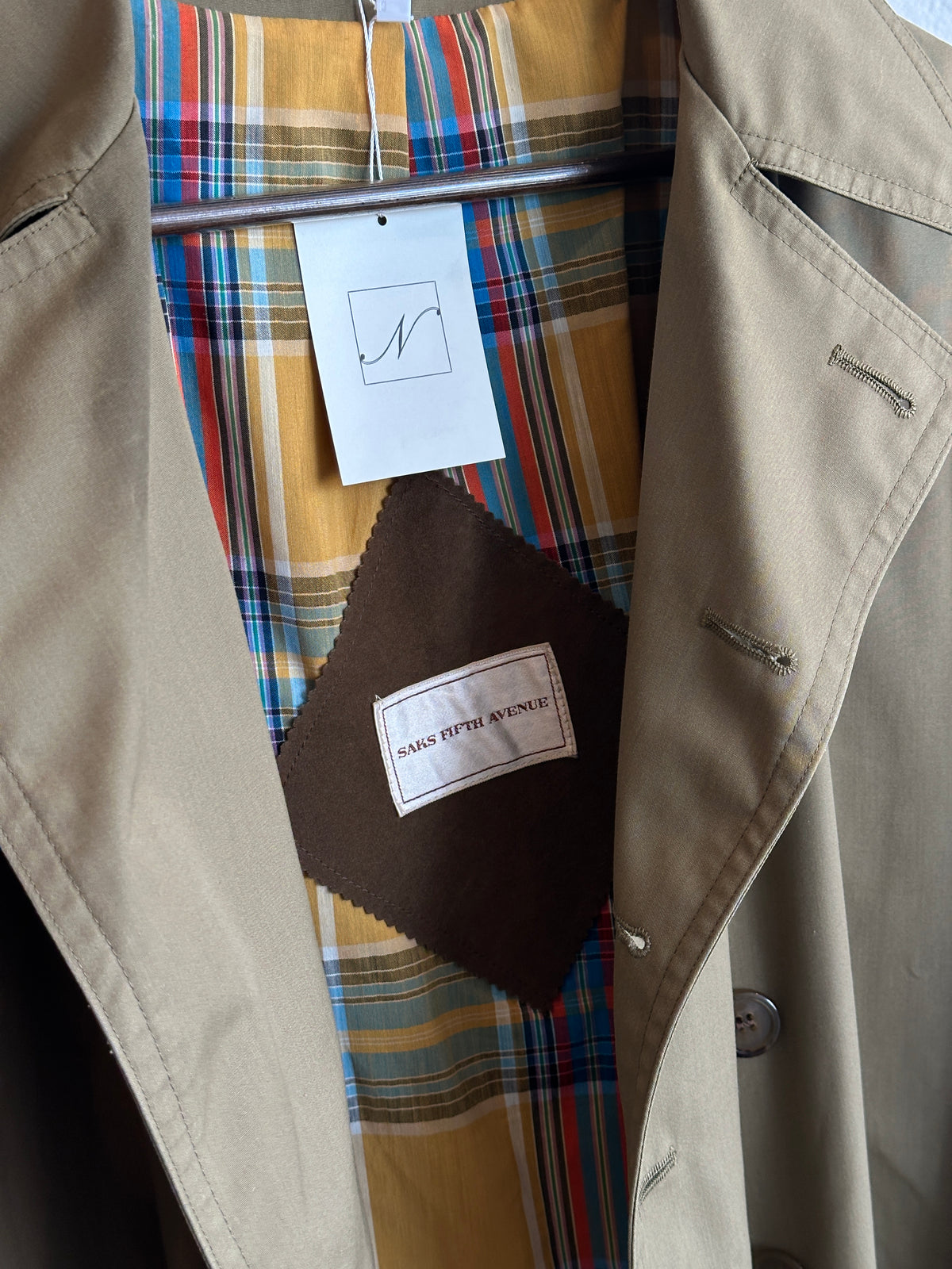 Vintage Saks Fifth Avenue Olive Trench Coat