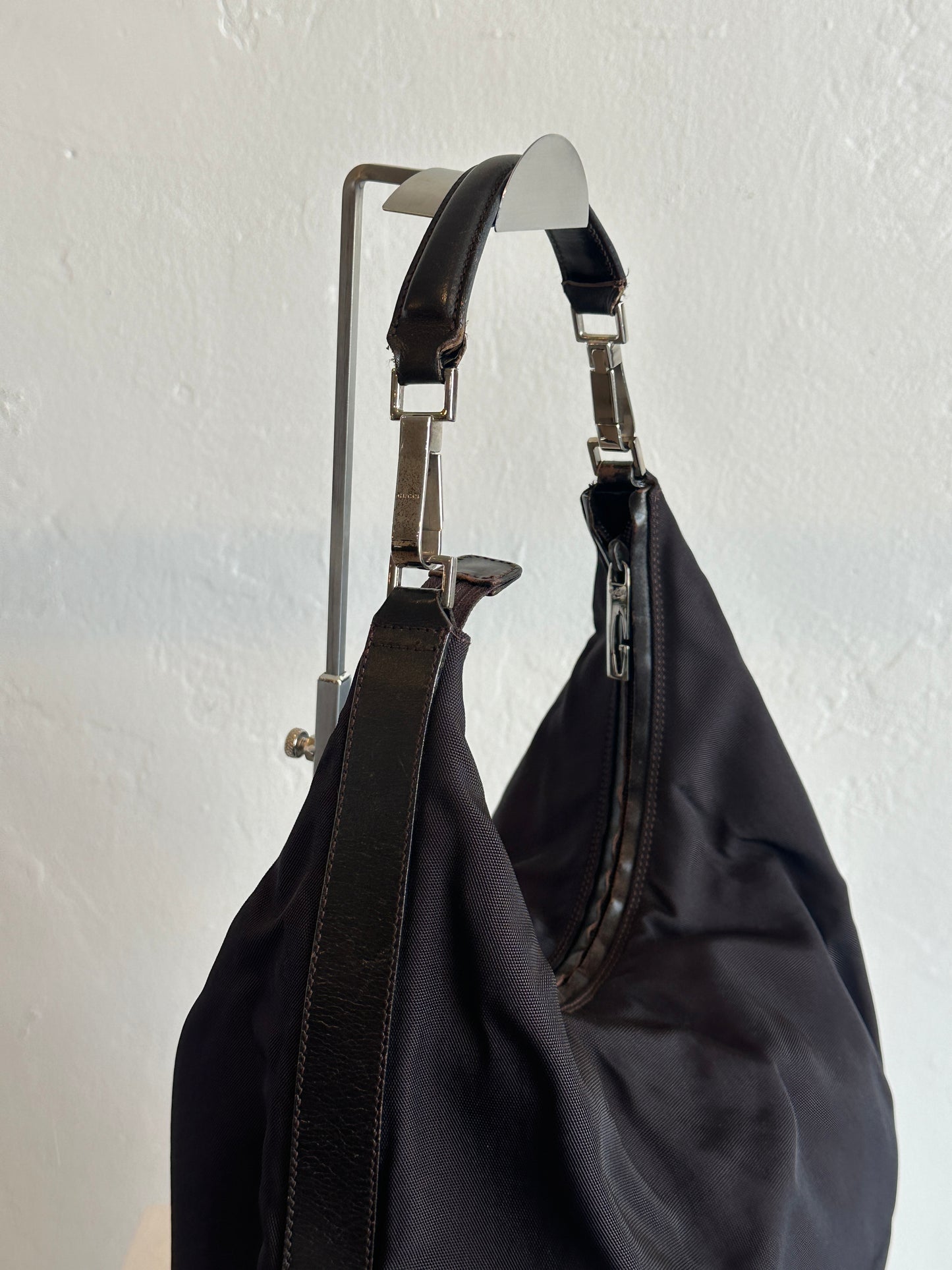 Gucci Black Nylon Hobo Shoulder Bag