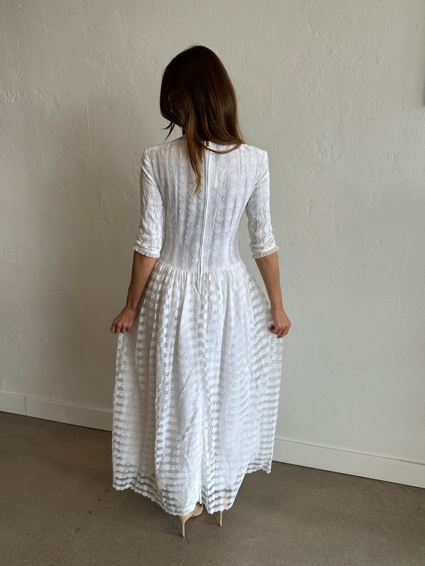 Vintage Mode de Paris Lace Maxi Dress