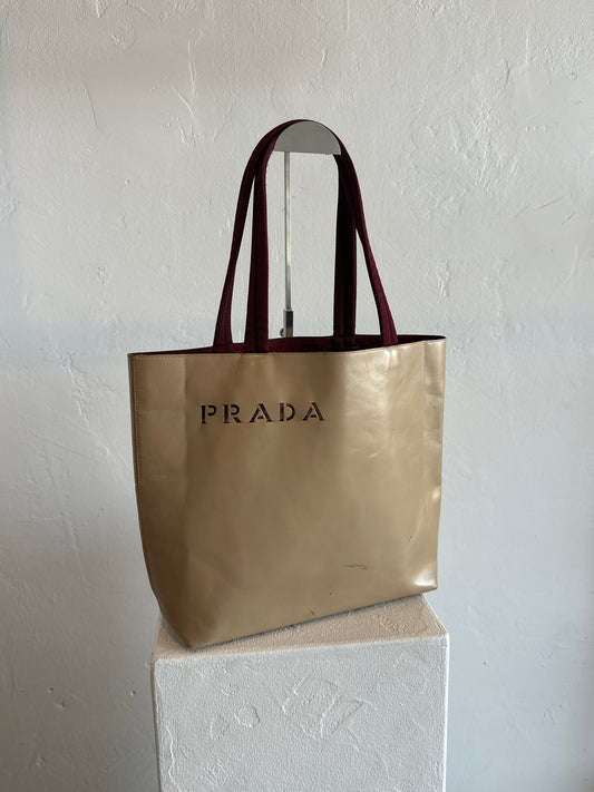 Prada Leather & Suede Logo Tote Bag