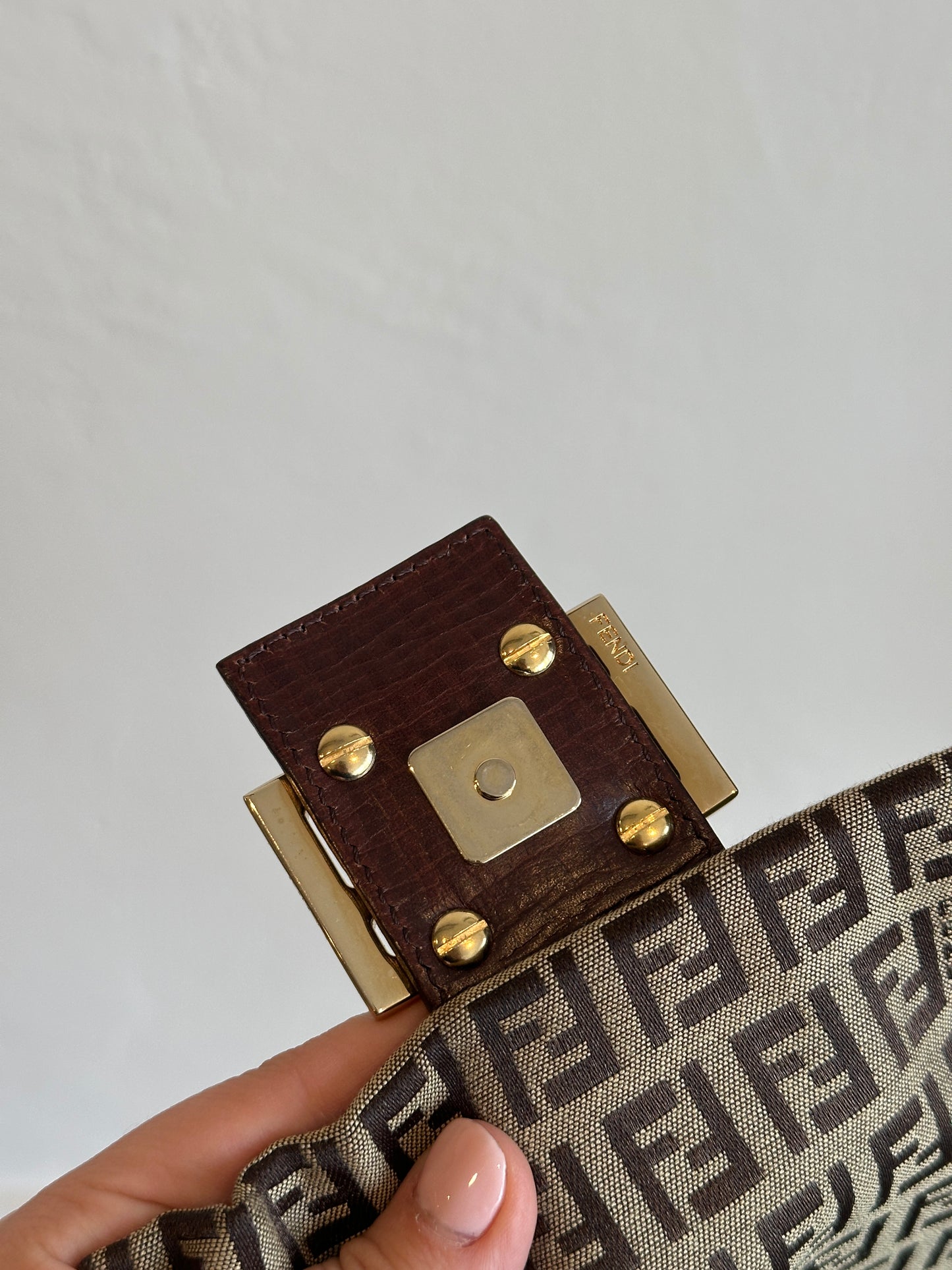 Fendi Zucchino Canvas Flap Crossbody Bag