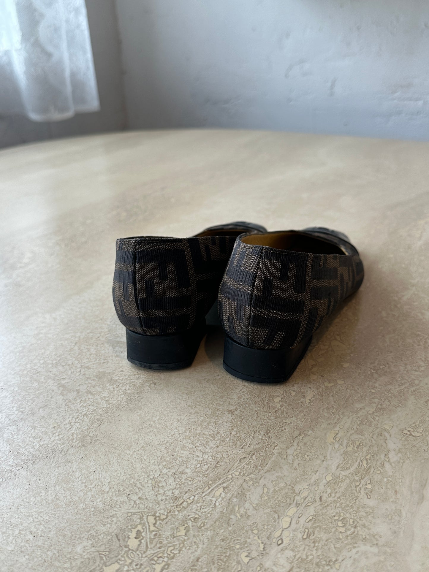 Vintage Fendi Zucca Monogram Square-Toe Pumps-Size 36