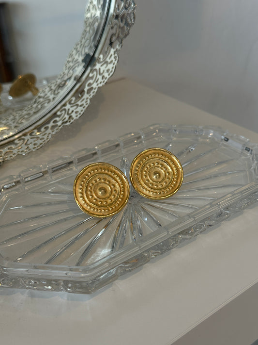 Vintage Givenchy Gold Medallion Clip-On Earrings