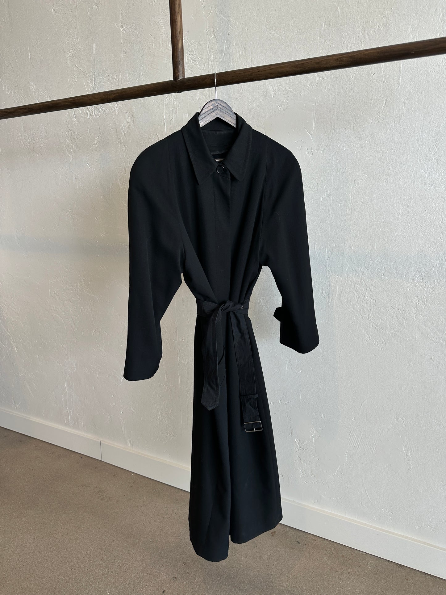 Vintage Doncaster Black Wool Belted Coat