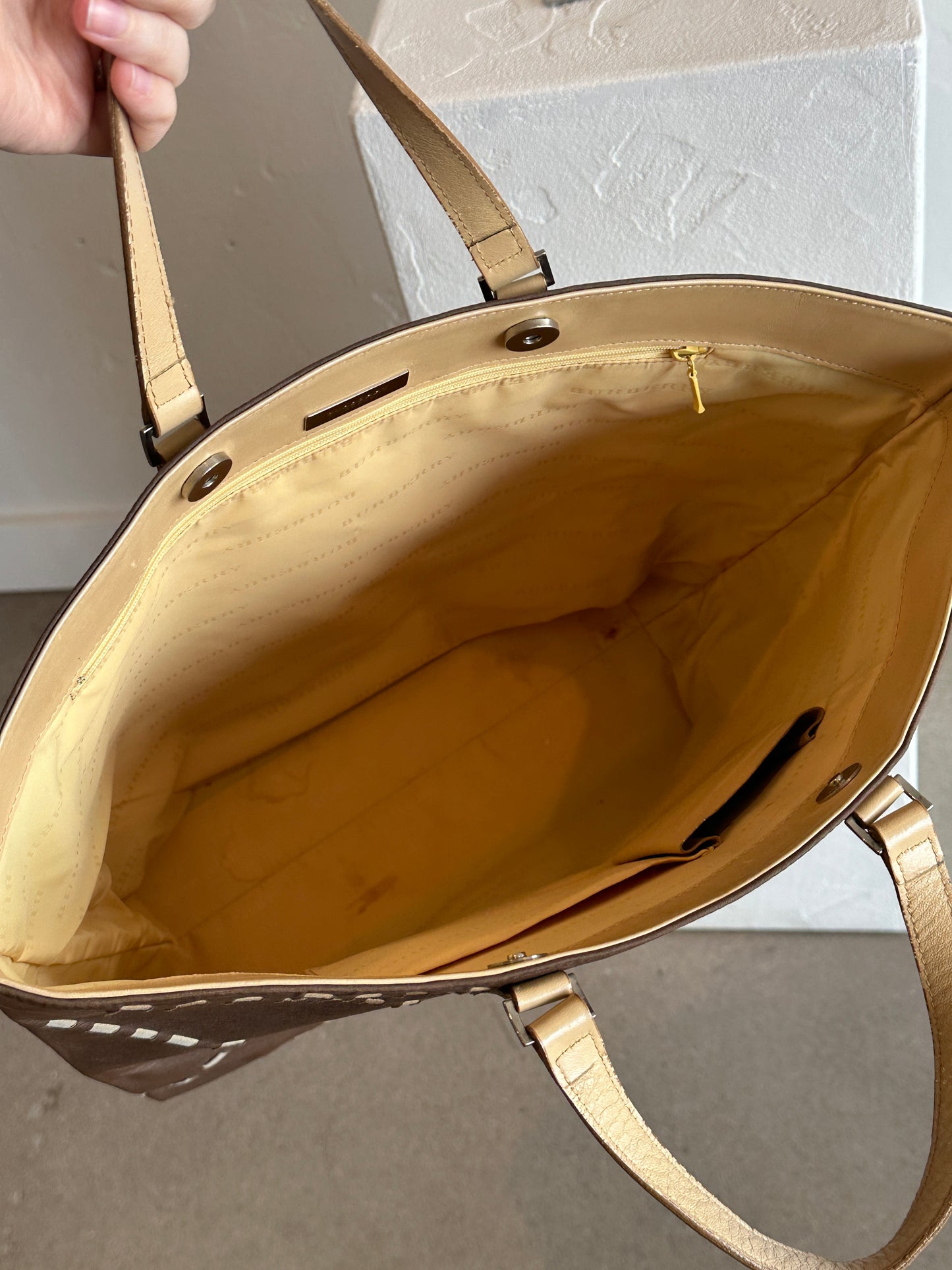 Burberry Leather & Canvas Tote