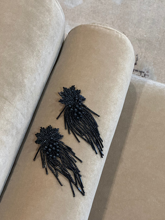 1980s beaded clip on earrings