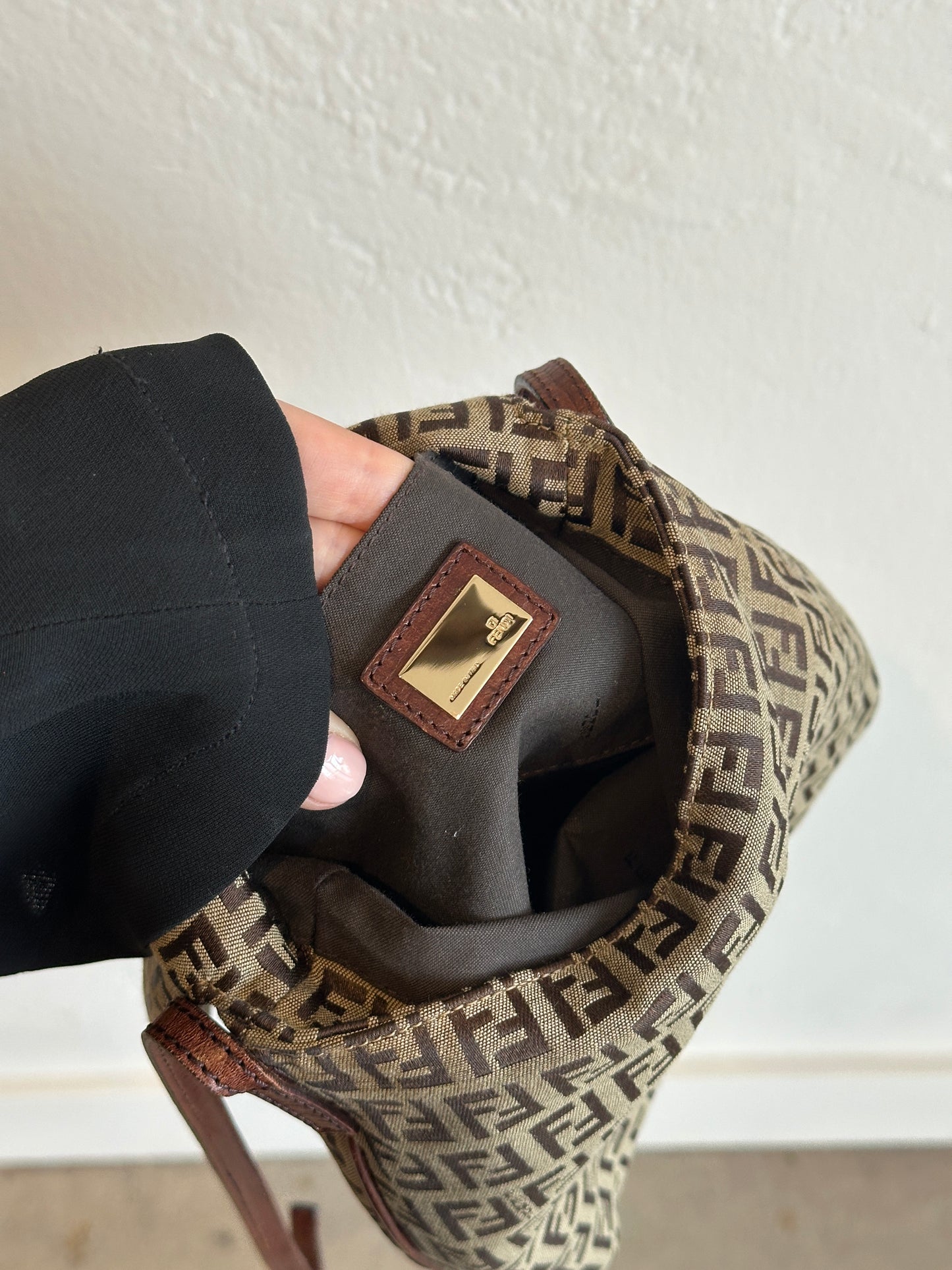 Fendi Zucchino Canvas Flap Crossbody Bag