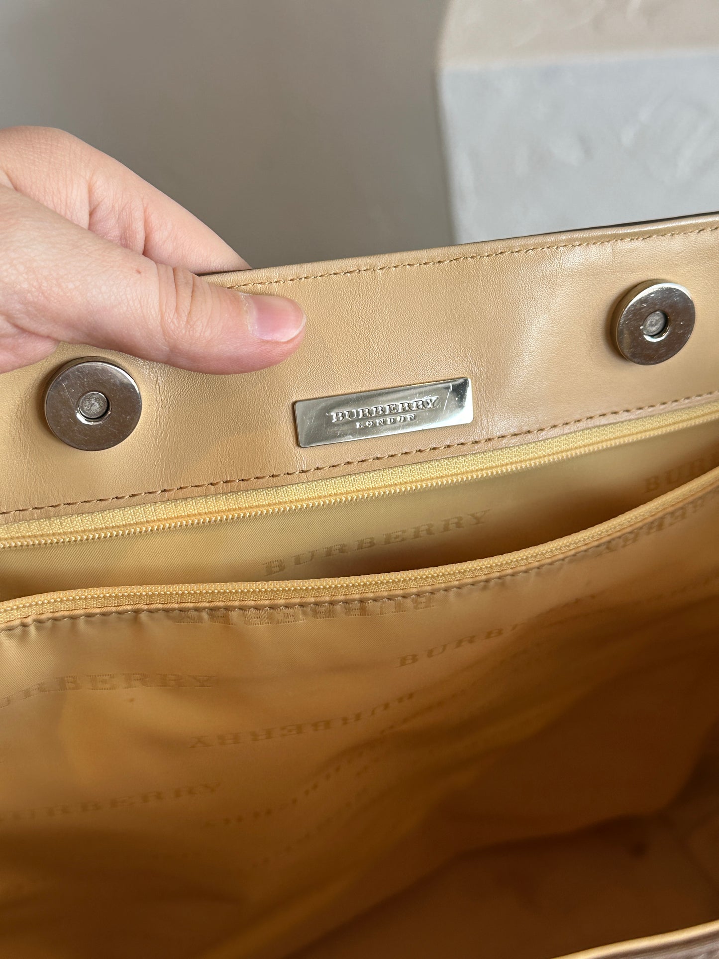 Burberry Leather & Canvas Tote