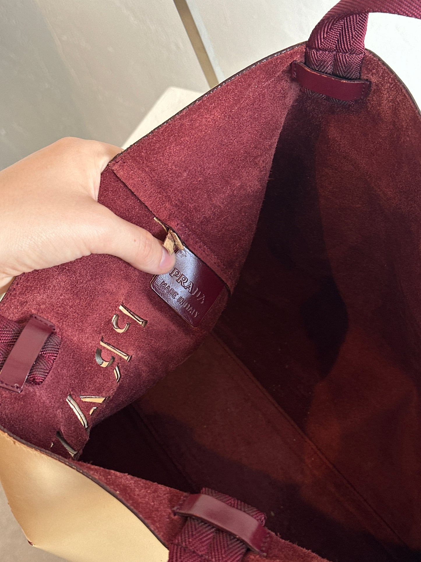 Prada Leather & Suede Logo Tote Bag