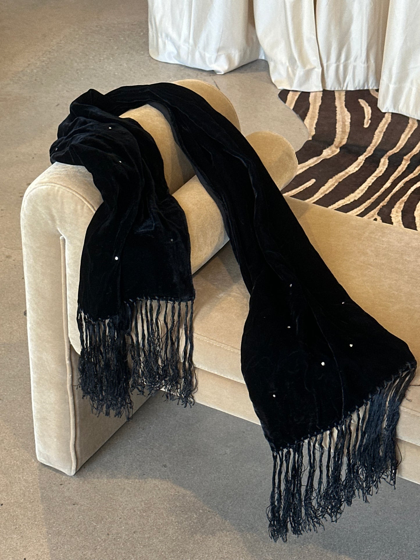 90s Velvet Rhinestone Scarf