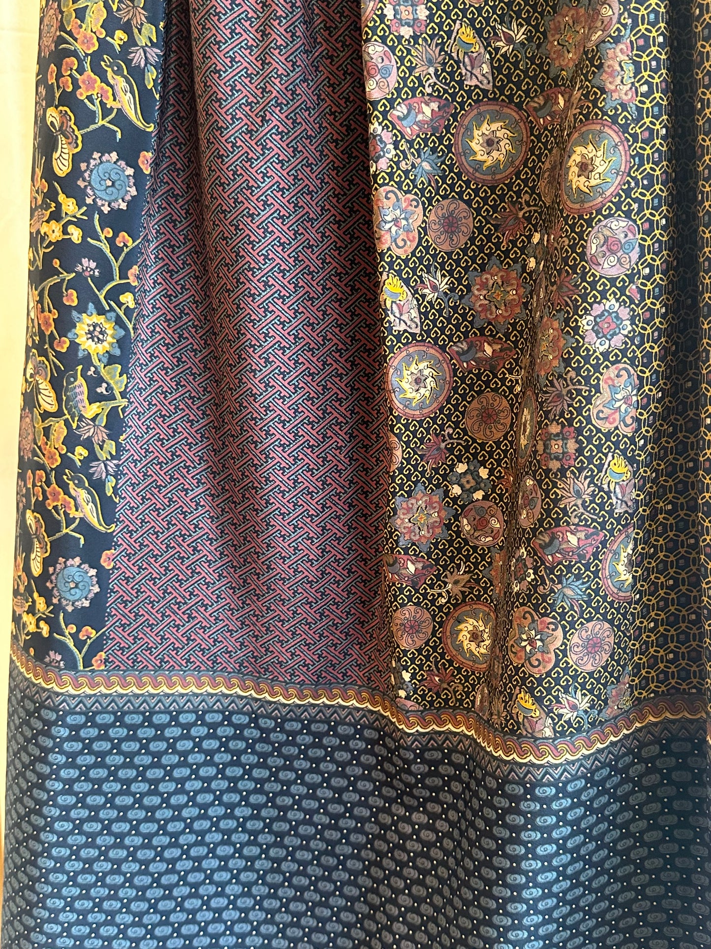 1970s Silk Print Panel Skirt