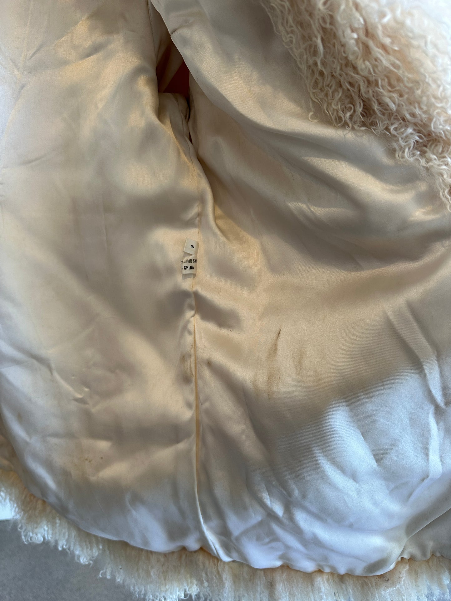 Vintage Mongolian Lamb Fur Coat in Cream