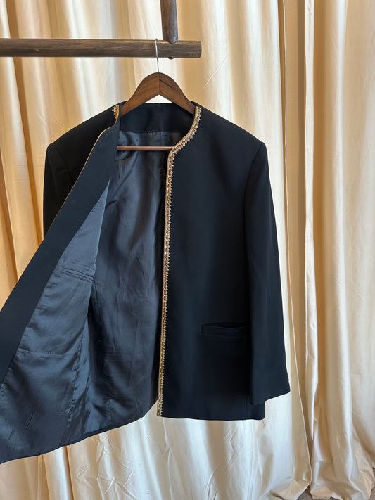 1990s Embroidered Trim Blazer