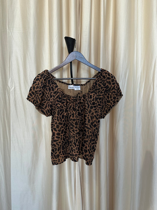 Y2k Leopard Print Blouse