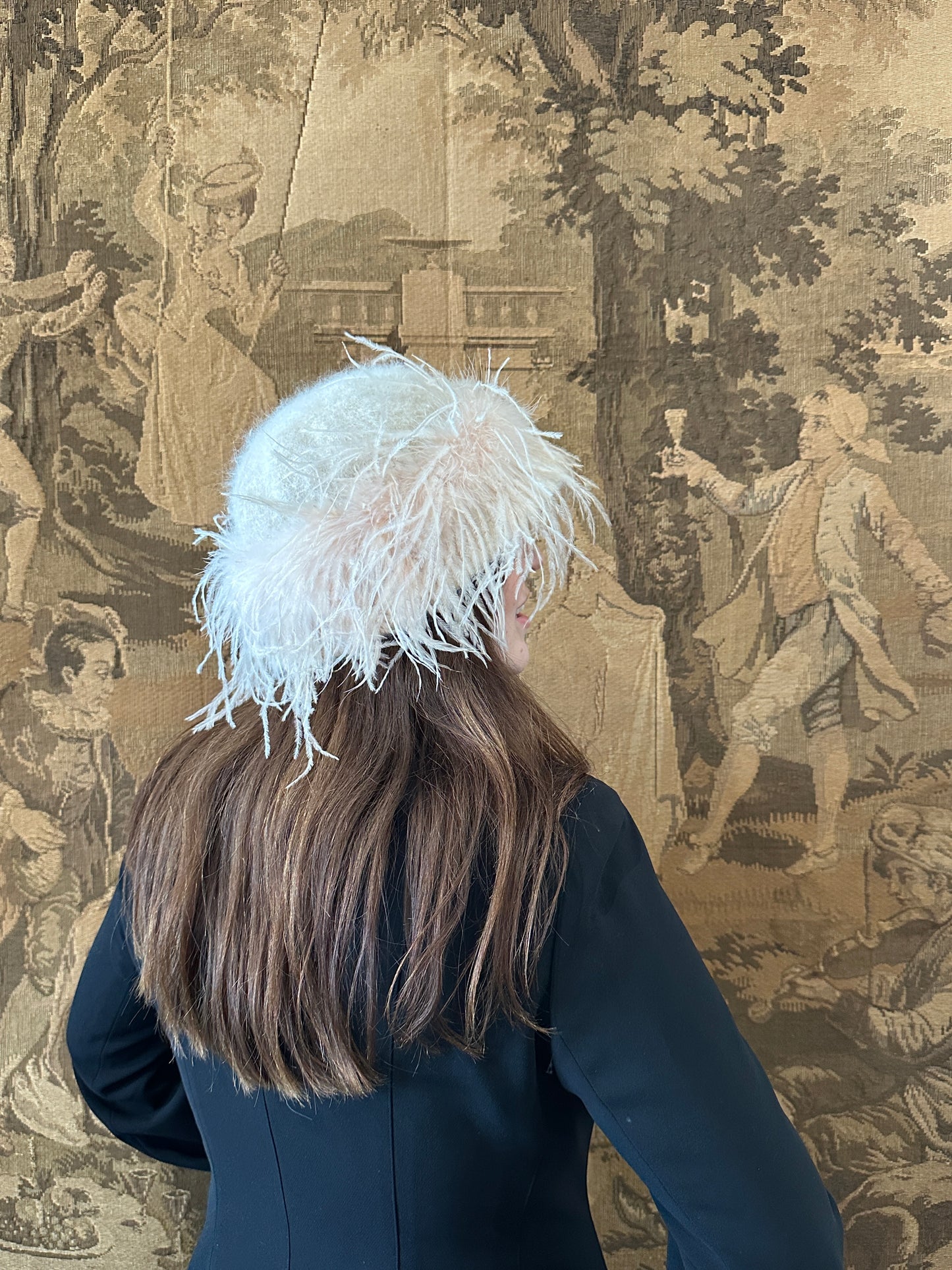 y2k Ostrich + Angora Feather Hat