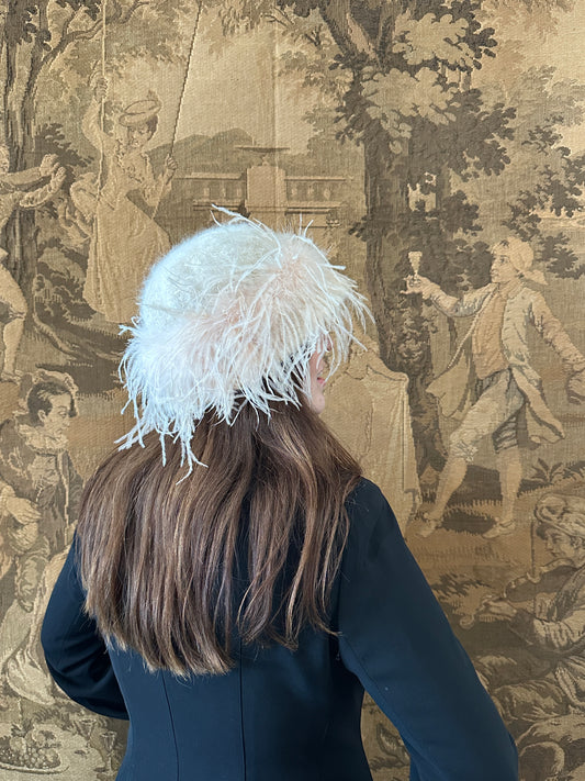 y2k Ostrich + Angora Feather Hat