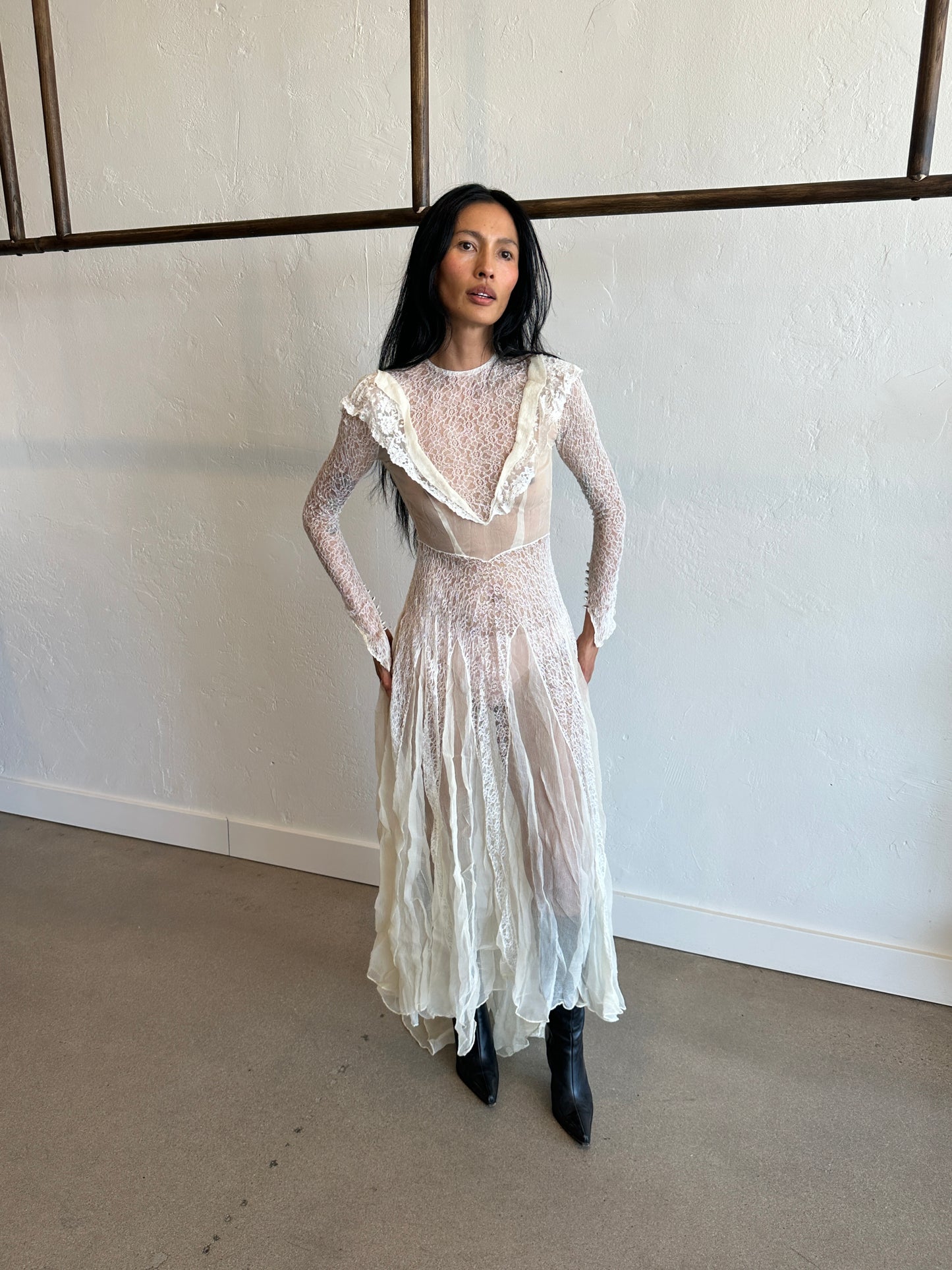 Antique Edwardian Lace Open Back Dress