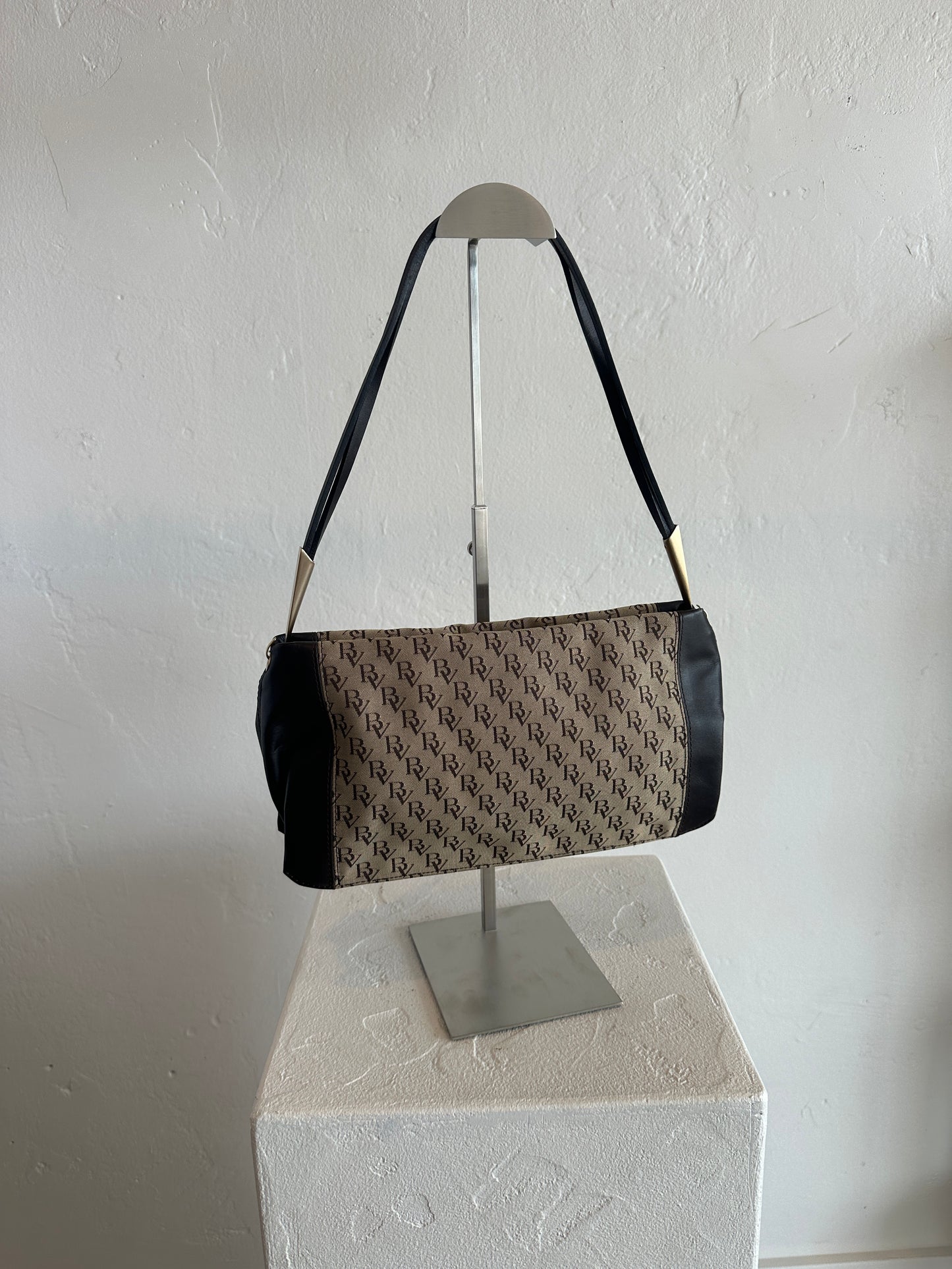 Bottega Veneta BV Logo Canvas One-Shoulder Handbag