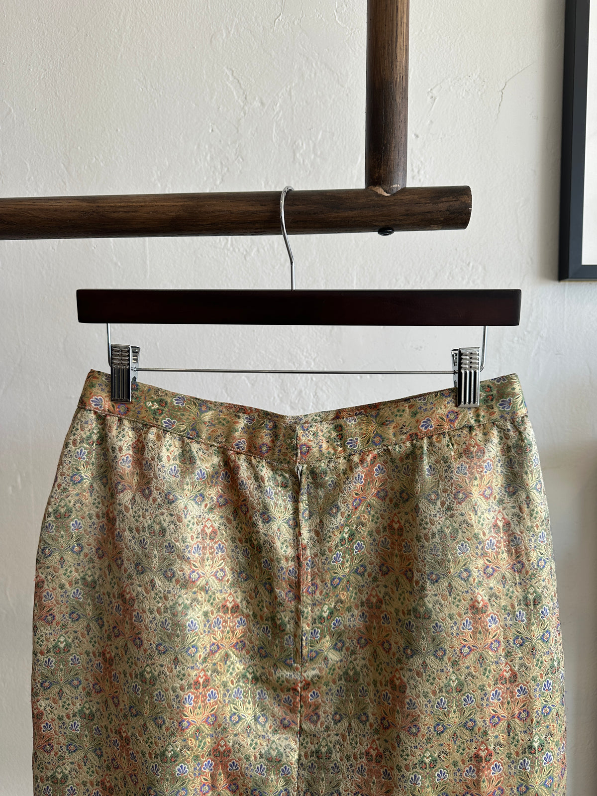 1960s Gold Lamé Floral Brocade Skirt