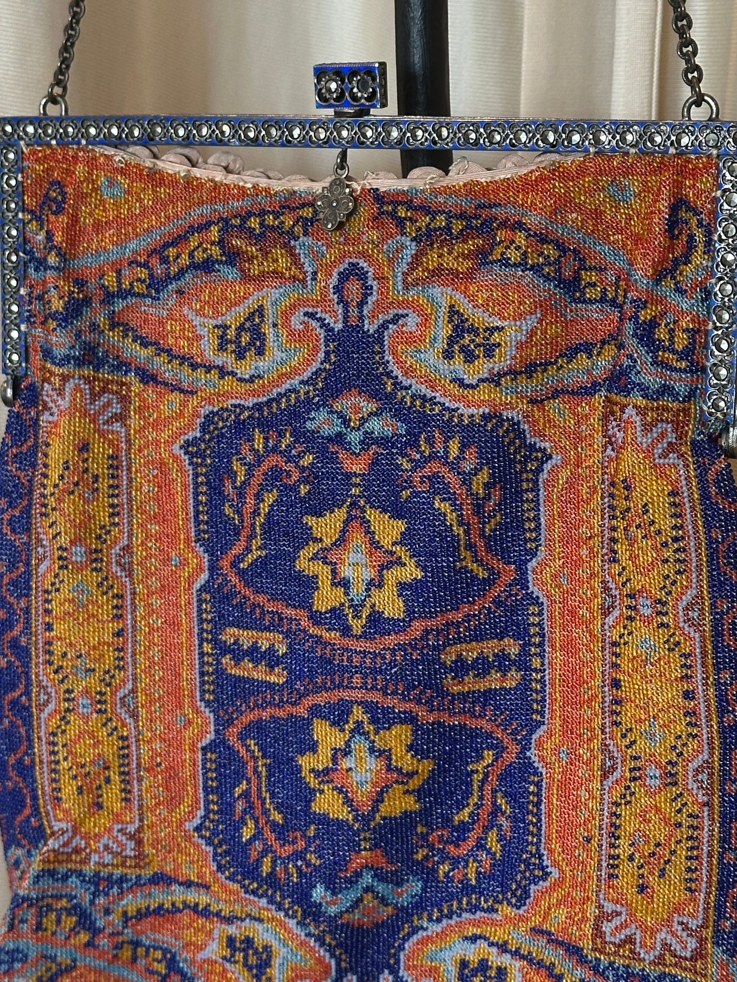 Antique Beaded Tapestry Frame Evening Bag