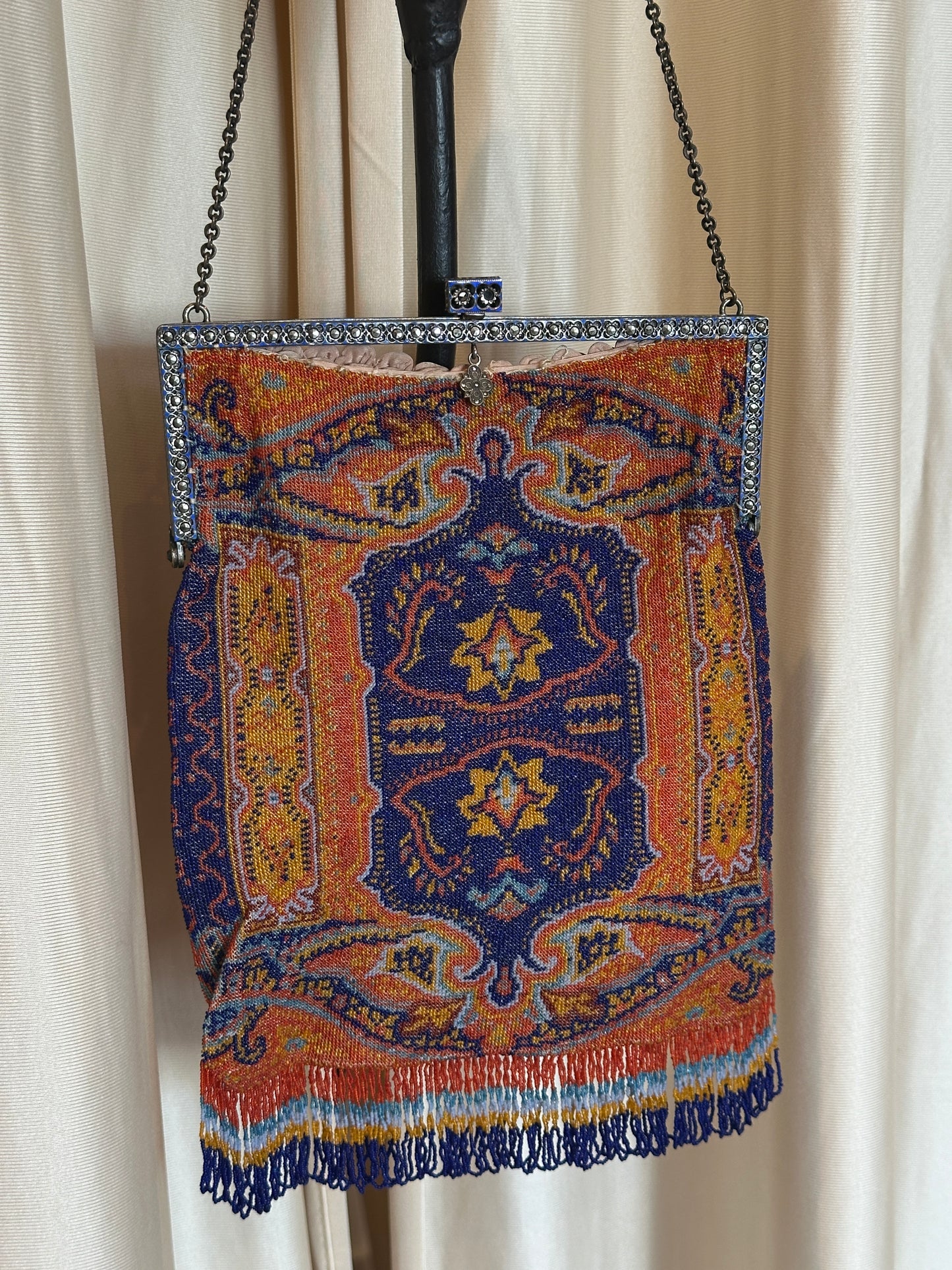 Antique Beaded Tapestry Frame Evening Bag