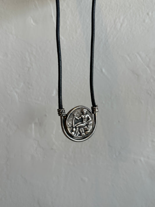 Sterling Silver Greco-Roman Medallion Necklace