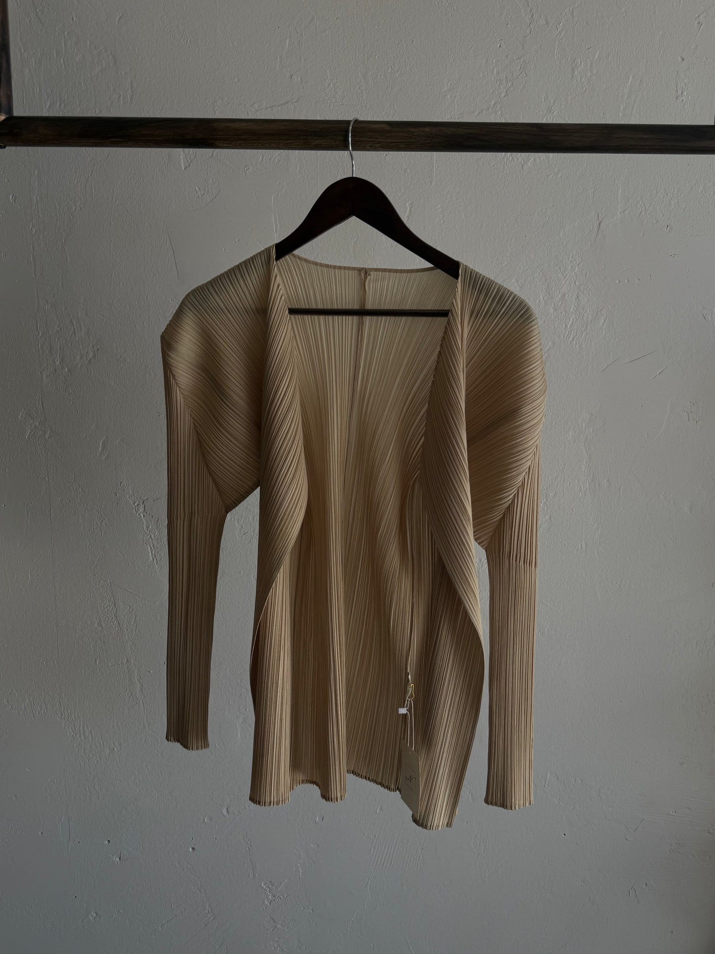 Pleats Please Beige Issey Miyake Cardigan