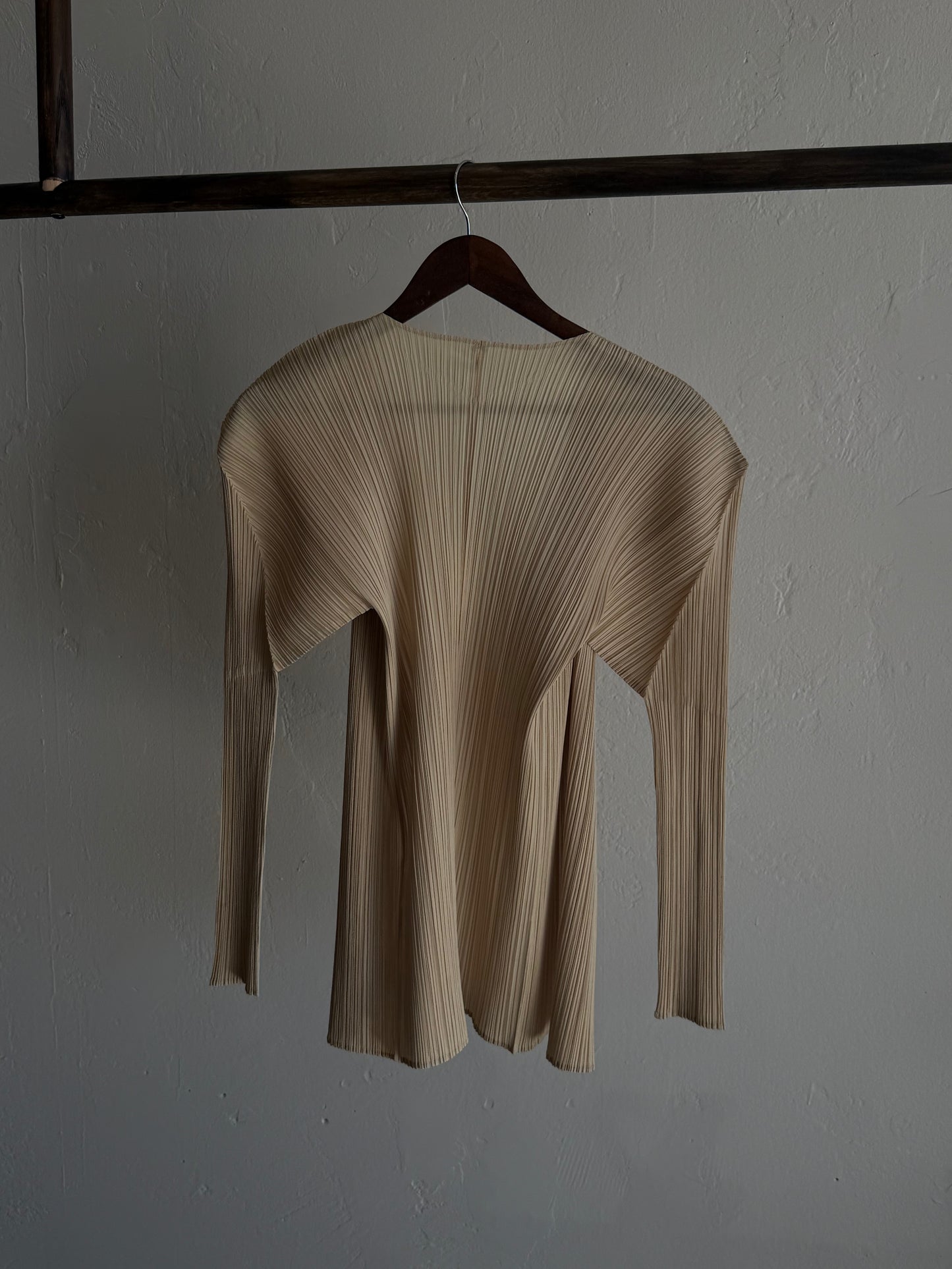 Pleats Please Beige Issey Miyake Cardigan