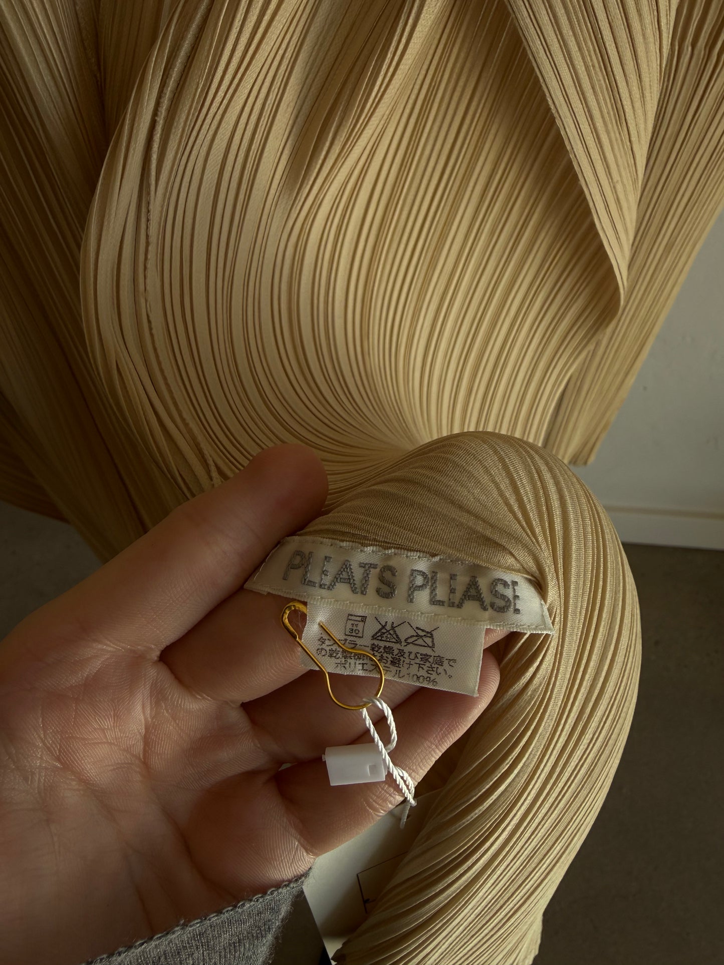 Pleats Please Beige Issey Miyake Cardigan