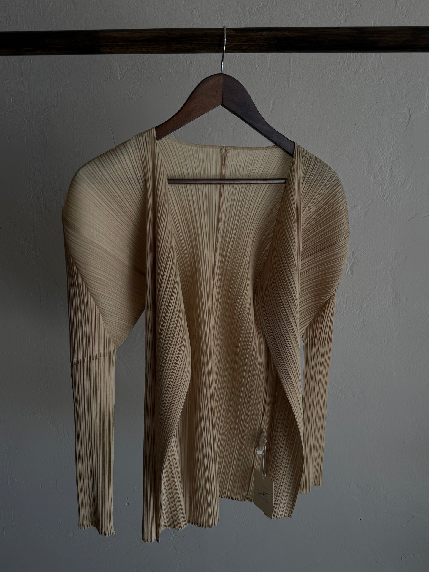 Pleats Please Beige Issey Miyake Cardigan