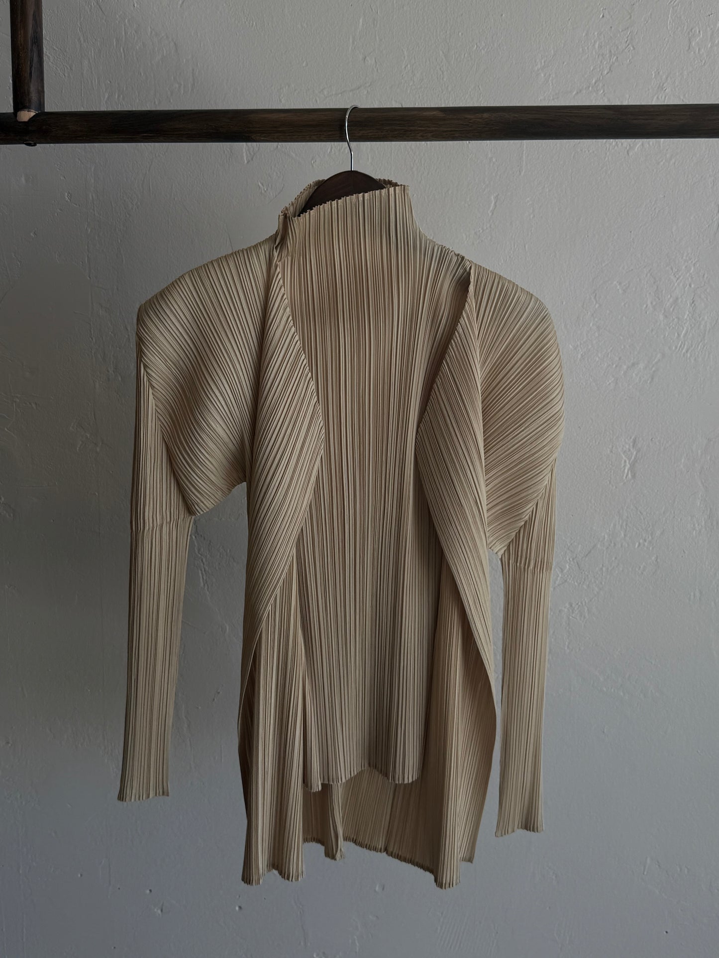 Issey Miyake Pleats Please Sage Three-Piece Set: Maxi Skirt, Long Open Cardigan & Top