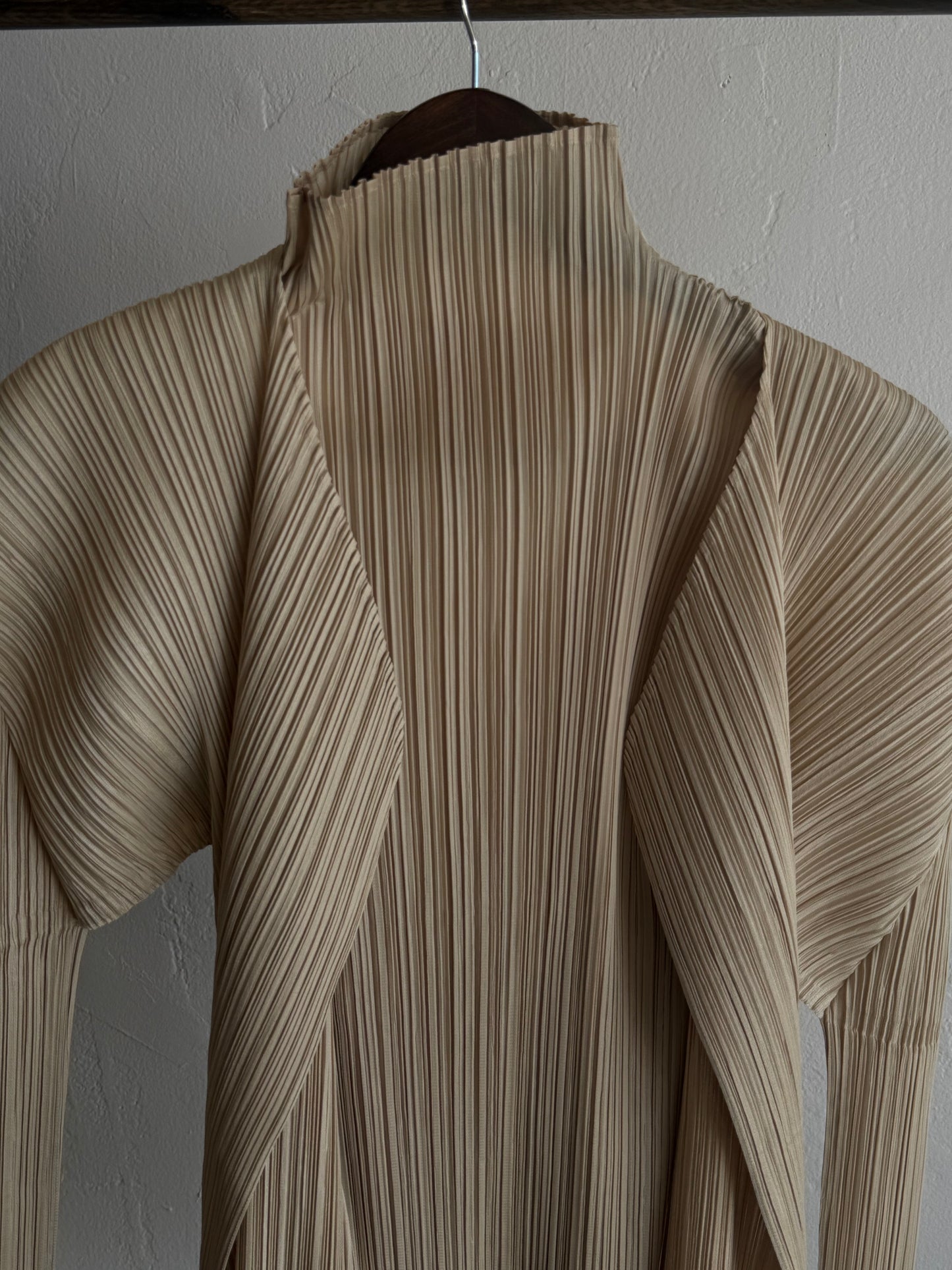 Issey Miyake Pleats Please Sage Three-Piece Set: Maxi Skirt, Long Open Cardigan & Top