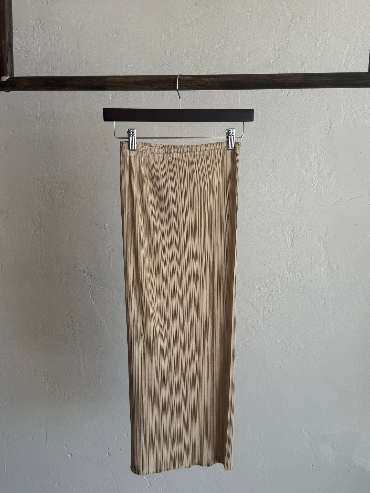 Issey Miyake Pleats Please Sage Three-Piece Set: Maxi Skirt, Long Open Cardigan & Top