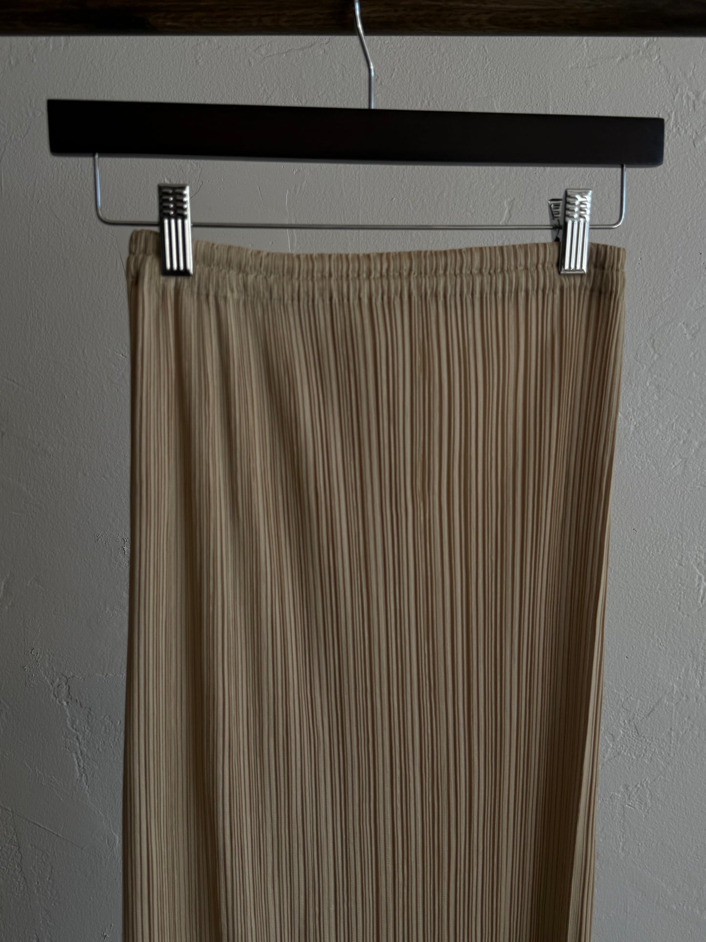 Issey Miyake Pleats Please Sage Three-Piece Set: Maxi Skirt, Long Open Cardigan & Top