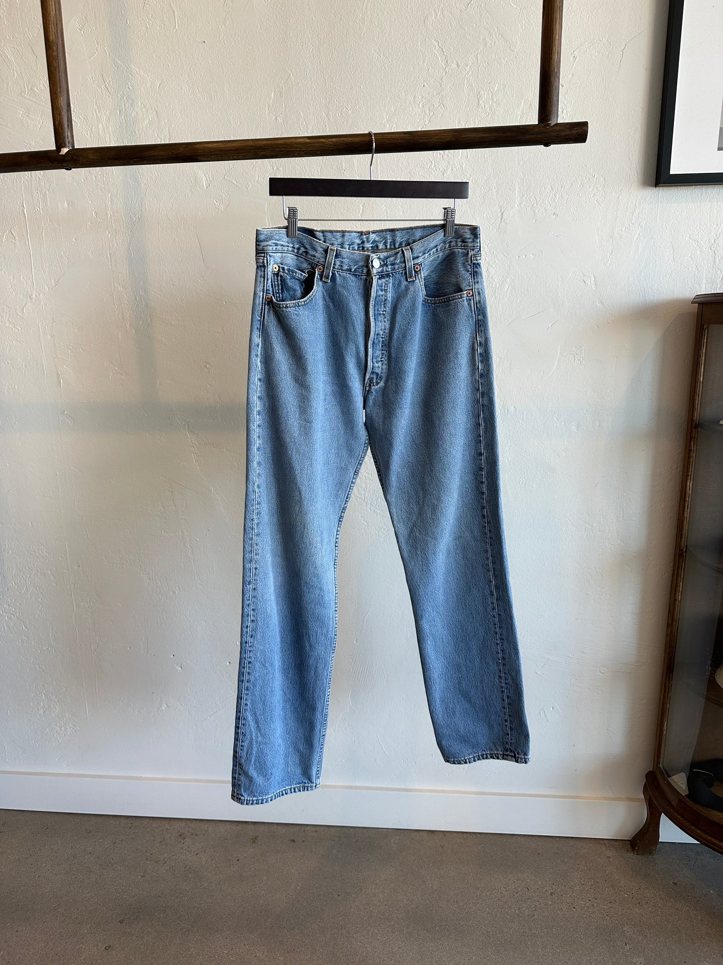Vintage Levi’s 501 Button Fly Jeans — Light Wash 34x35