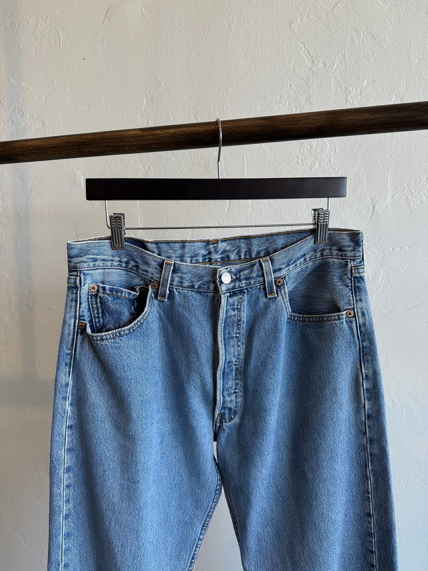 Vintage Levi’s 501 Button Fly Jeans — Light Wash 34x35