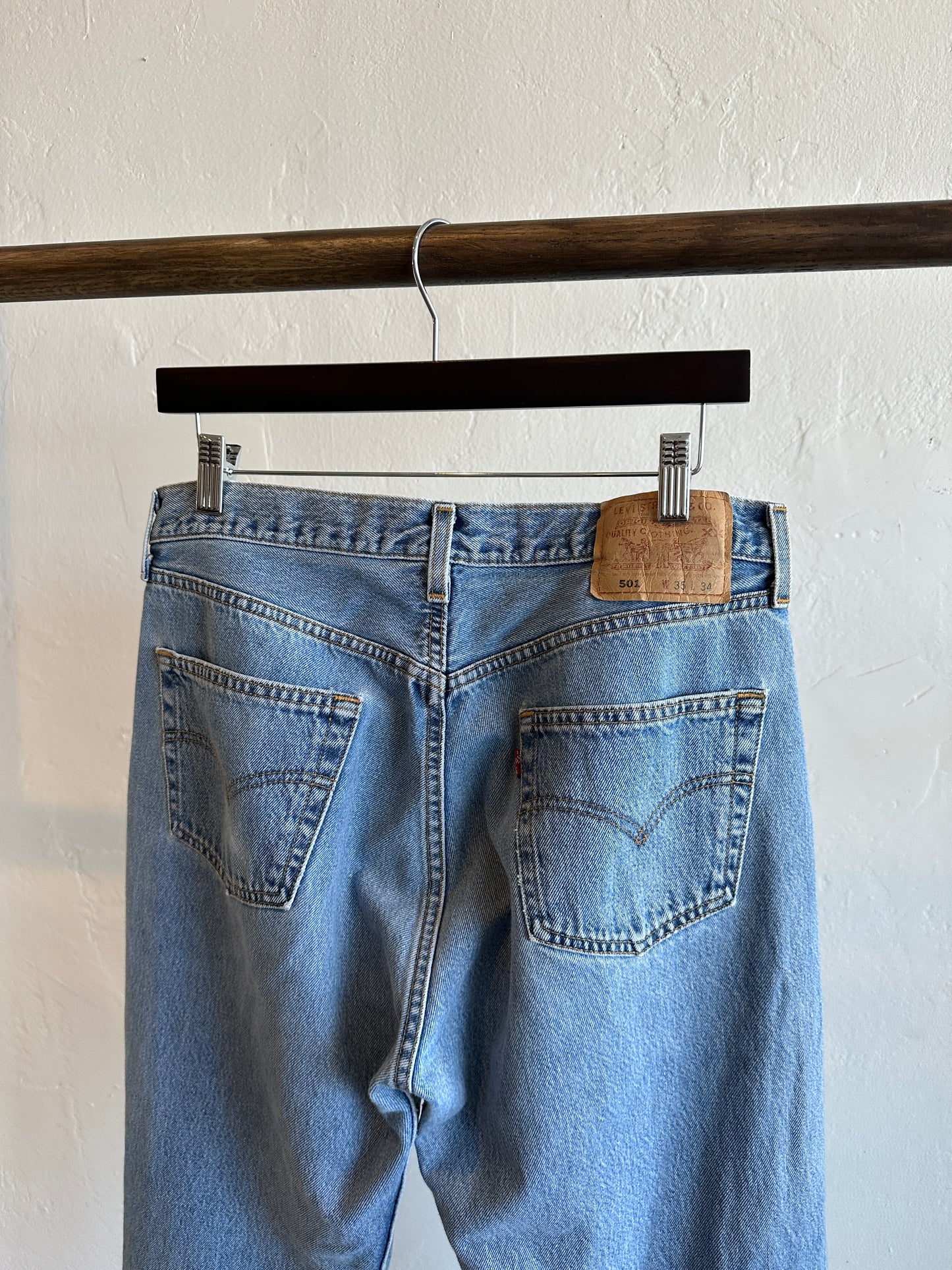 Vintage Levi’s 501 Button Fly Jeans — Light Wash 34x35