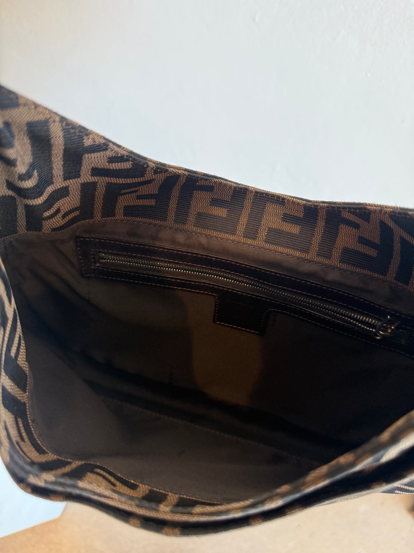 Vintage Fendi Zucca Monogram Canvas Shoulder Bag with Dust Bag