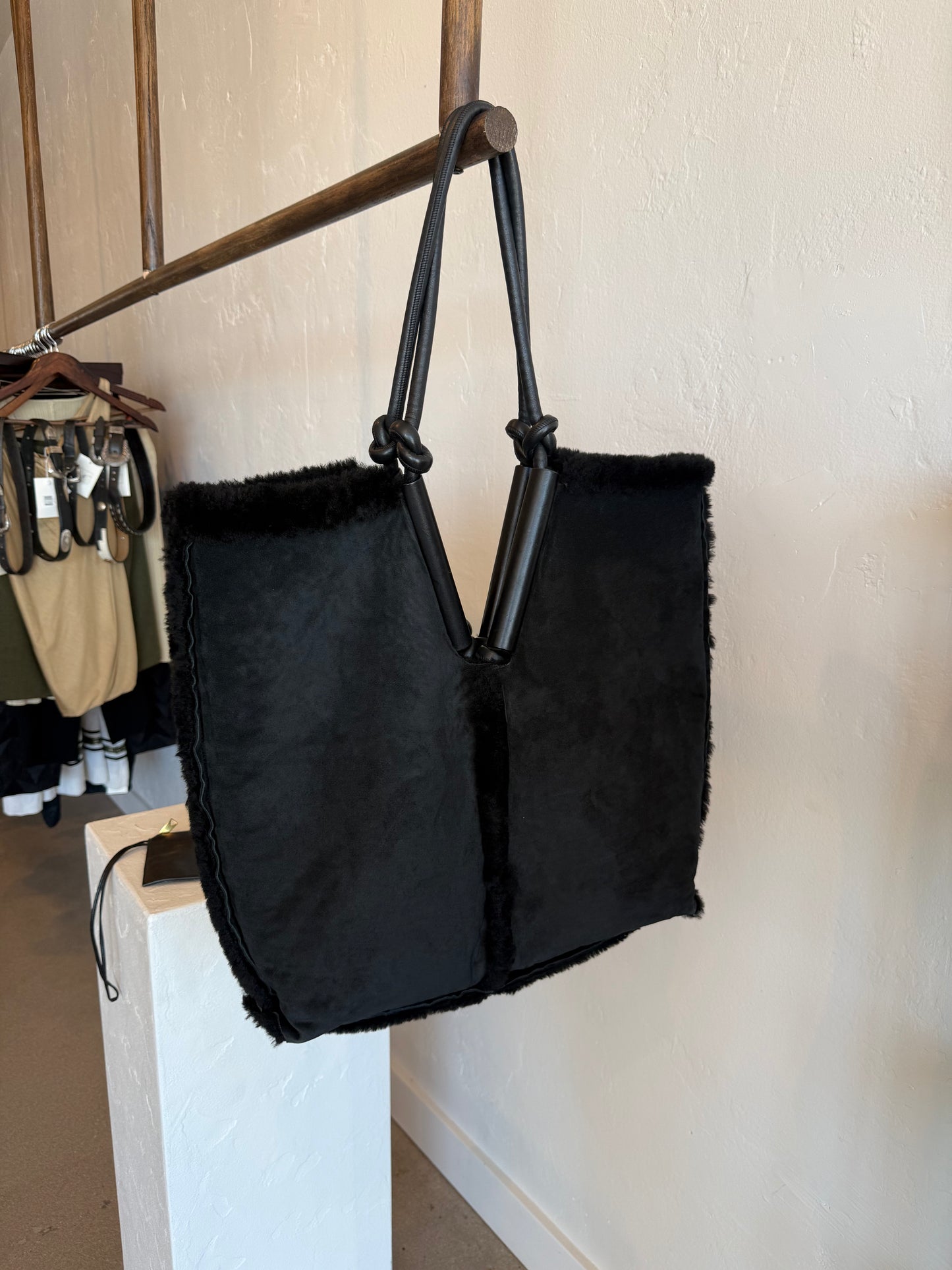 Matthieu Blazy Era Bottega Veneta Bolster Suede and Shearing Reversible Tote